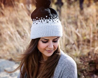 Gorro de punto con ala doble y degradado