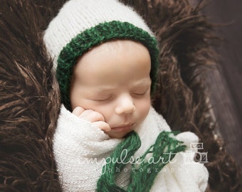 Pattern - Soft Two Toned Newborn Bonnet Knitting Pattern