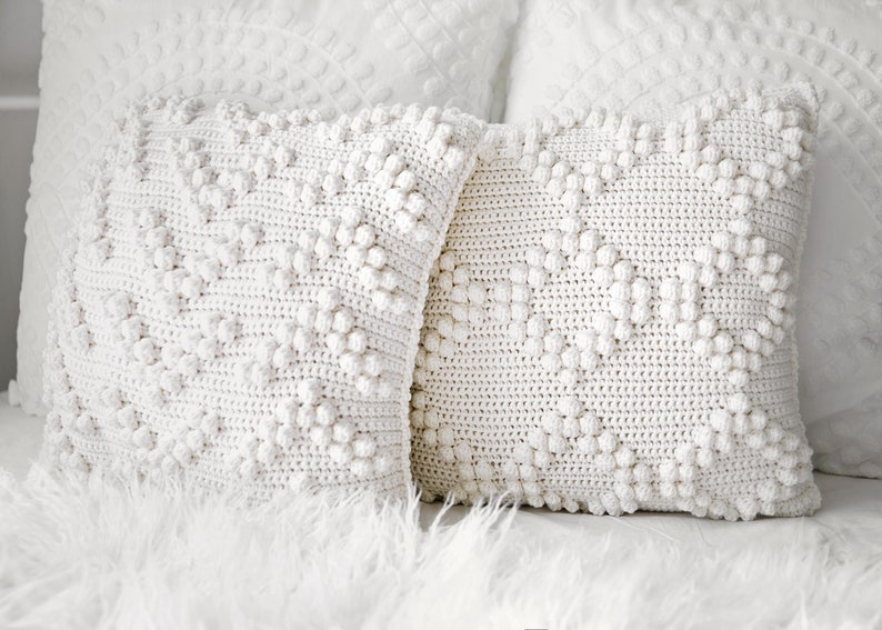 Housses de coussin Crochet Pattern, Bobble Stitch Crochet Pattern, Home Decor Crochet Pattern image 4