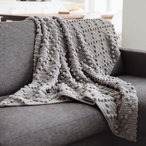 Chunky Bobble Stitch Blanket Throw Crochet Pattern - PDF File Format