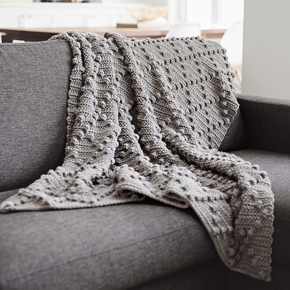 Chunky Bobble Stitch Blanket Throw Crochet Pattern - PDF File Format