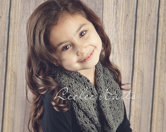 Pattern Lace Infinity Knit Scarf Pattern for Child and Adult