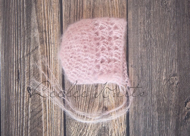 Pattern Crochet Mohair Bonnet Pattern, Crochet Newborn Bonnet Pattern image 2