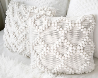 Pillow Covers Crochet Pattern, Bobble Stitch Crochet Pattern, Home Decor Crochet Pattern