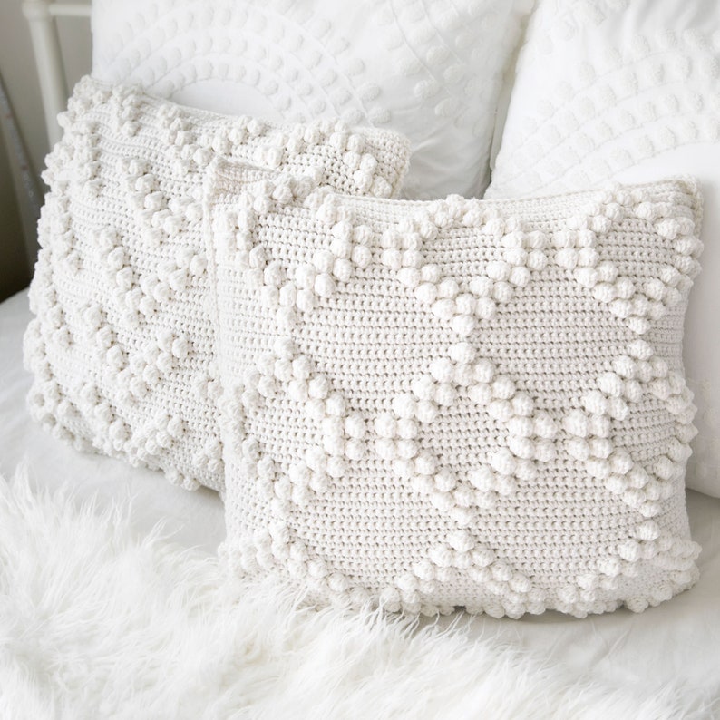Housses de coussin Crochet Pattern, Bobble Stitch Crochet Pattern, Home Decor Crochet Pattern image 1