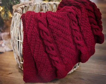 Cozy Cables Throw Blanket Knitting Pattern