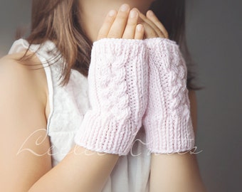 Pattern - Cable Knit Fingerless Gloves Knitting Pattern