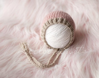 Pattern - Strawberries and Cream Newborn Knit Bonnet Pattern