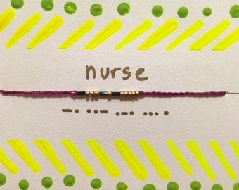 Custom Morse Code Bracelet w/ Braided Cord & Glass Beads