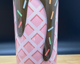 Chocolate Ice Cream and Pink Waffle cone 20 oz Skinny Tumbler