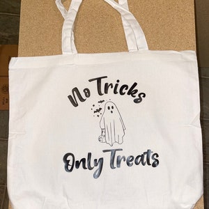 No tricks only treats cute ghost white Tote Bag