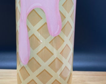 Strawberry Ice Cream on Waffle Cone 20 oz Skinny Tumbler