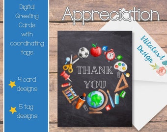 Printable Thank You Card | Teacher Card Printable | Digital Thank You Cards | Printable Teacher Thank You Cards | Thank You Card Digital