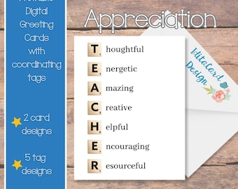 Printable Thank You Card | Teacher Card Printable | Digital Thank You Cards | Printable Teacher Thank You Cards | Thank You Card Digital