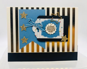 New Baby, welcome baby, boy, card for him, baby shower, made in Alaska