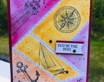 Birthday, all occasion, retirement, sailing around the world, life on the water, handmade, stampin' up, made in Alaska