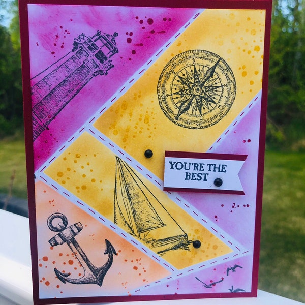 Birthday, all occasion, retirement, sailing around the world, life on the water, handmade, stampin' up, made in Alaska