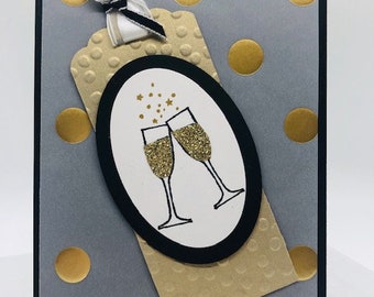 Wedding, bridal shower, celebrate, card for him, card for her, made in Alaska, Stampin Up, congratulations, gold