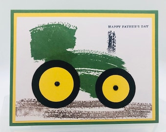 Father's Day, John Deere, green tractor, card for him, card for her, handmade, made in Alaska, Stampin Up