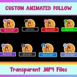 Customized Social Media Follower Animation for YouTube Videos Instagram TikTok Discord Twitch Kick Lower Thirds