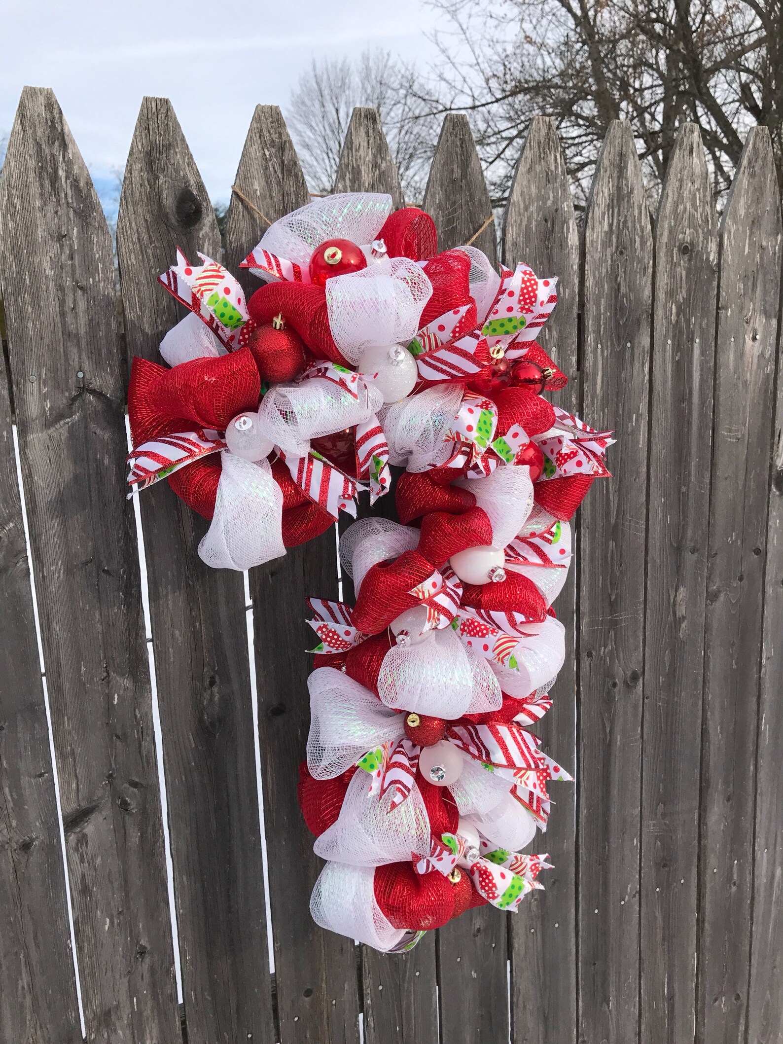 9ft Prelit Candy Cane Garland Matching Wreath Red and White Etsy