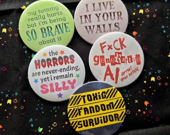Meme / Fun Phrases Large Pinback Buttons