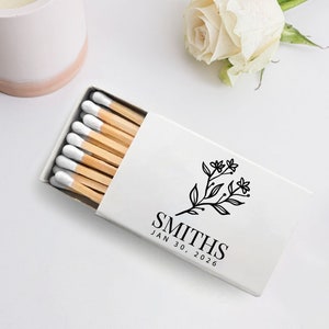 Personalized Matchbox Wedding Gifts, Customized Matchboxes, Custom White Match Heads Wedding Favor, Customized Matchbox Wedding Favors (363)
