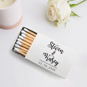 Custom Wedding Matchbox Favors, Personalized White Match Heads Wedding Favors, Wedding Matchboxes, Personalized Matchboxes Wedding Gift (50)