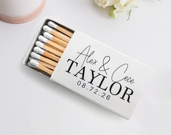 Customized Wedding Matchbox, Personalized Matchbox Wedding Gifts, White Match Heads Wedding Favors, Customized Wedding Matchbox Favors (360)