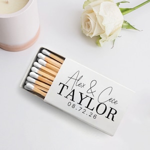 Customized Wedding Matchbox, Personalized Matchbox Wedding Gifts, White Match Heads Wedding Favors, Customized Wedding Matchbox Favors (360)