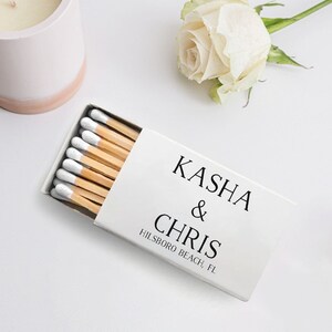 Wedding Matchboxes, Personalized Matchboxes Wedding Gift, Custom Wedding Matchbox Favors, Personalized White Match Heads Wedding Favors (60)