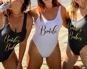 Bride's Babes Swimsuit, Bridesmaid Swimsuits, Bride Swimsuit, Bridal Swimsuit, Custom High-Cut Swimsuit, Personalized Bridal Swimsuit