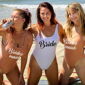 Trajes de baño personalizados para damas de honor, trajes de baño personalizados para novias, trajes de baño para despedidas de soltera, trajes de baño de una pieza para despedidas de soltera, trajes de baño de corte alto