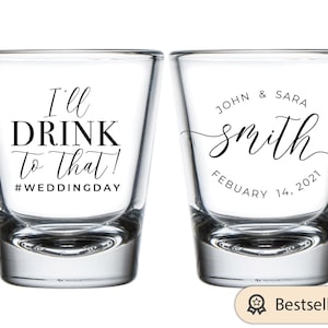 Shot Glasses Personalized, Custom Wedding Shot Glasses, Shot Glass Wedding Favors, Personalized Shot Glasses for Wedding Party Favors (291)