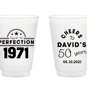 Personalized Favors 50th Birthday Frosted Cups, Custom 50th Birthday Frosted Cups, 50th Birthday Frosted Cups, Cups for Birthday Party (327)