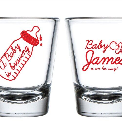 Babyshower Shot Glasses A Baby is Brewing Custom Baby Shower Etsy