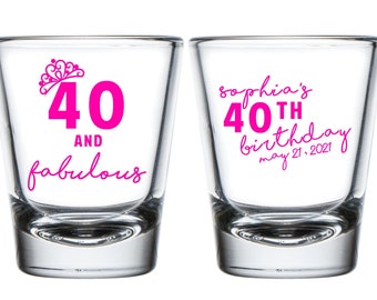 Personalized 40th Birthday Shot Glasses, Custom 40th Birthday Shot Glasses, Personalized 40th Birthday Shot Glasses, Birthday Glass (298)