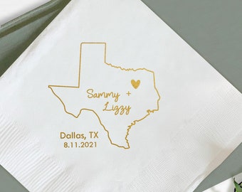 State Map Wedding Napkins, Wedding Napkins as Wedding Favors, Personalized Wedding Napkin, Custom Wedding Napkins, Napkins for Wedding (356)