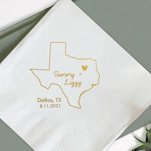 State Map Wedding Napkins, Wedding Napkins as Wedding Favors, Personalized Wedding Napkin, Custom Wedding Napkins, Napkins for Wedding (356)