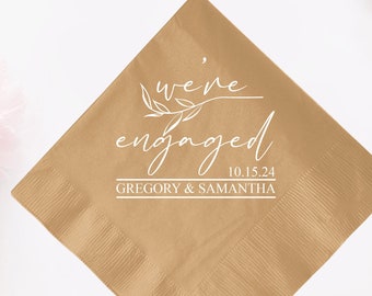 Serviettes de table personnalisées, serviettes fête de fiançailles, faveurs de serviette pour boisson personnalisées, serviettes cocktail fête de fiançailles, serviette de table personnalisée (538)