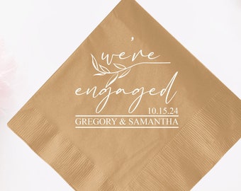 Personalized Napkins, Engagement Party Napkins, Personalized Beverage Napkin Favors, Engagement Party Cocktail Napkins, Custom Napkin (538)