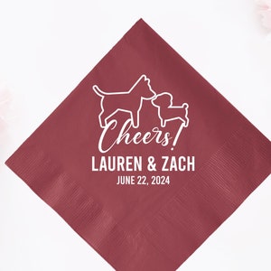 Cheers Pet Napkin Favors for Wedding, Custom Wedding Napkins, Personalized Wedding Napkins, Cocktail Napkins for Wedding, Napkin Favor (535)