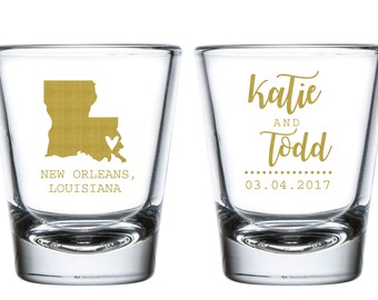 Fleur De Lis Personalized Frosted Shot Glasses Nola Wedding Cajun Wedding 405 Frosted Glassware Laissez Les Bons Temps Rouler