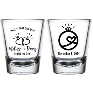 It Just Got Real Wedding Cooler Favors, Custom Wedding Shot Glasses, Custom Wedding Shot Glass Favors, Personalized Shot Glasses Favor (514)