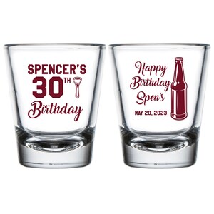 30th Birthday Shot Glasses, Custom Birthday Shot Glass Favor, Custom Happy Birthday Shot Glass, Personalized Birthday Shot Glass Favor (474)