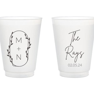Custom 16 oz Frosted Cups for Weddings, Wedding Reception Frosted Cups, Personalized Frosted Cup, Customized Plastic Cup Wedding Favor (385)