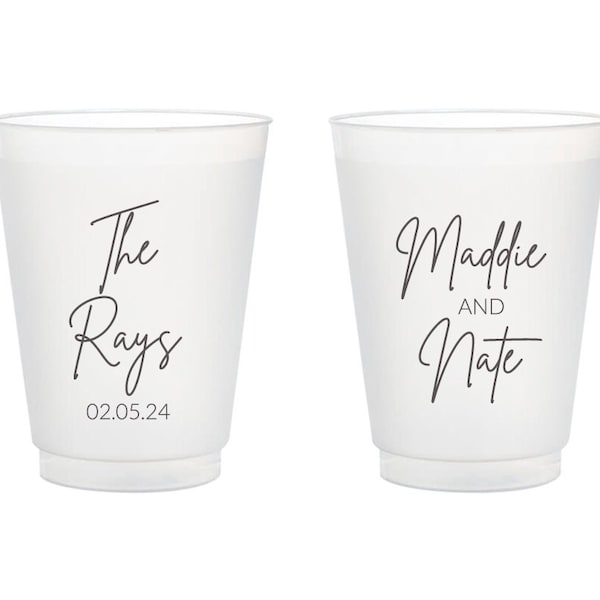 Custom Plastic Cups Wedding Favors, Personalized Plastic Cups Wedding Favors, Custom Wedding Frosted Cups, Custom Plastic Cups Favors (386)