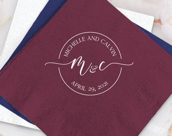 Personalized Wedding Napkins Personalized Heart Connected Monogram Wedding Napkins Custom Bar Napkins Reception Custom Wedding Napkins (366)