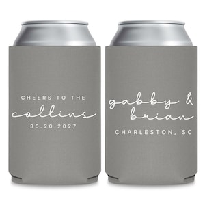 Personalized Wedding Can Cooler, Customized Wedding Favors, Beverage Insulators, Beer Hugger, Huggie, Wedding Shower, Rehearsal Favors (358)