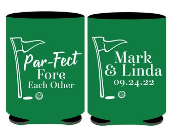 Golfer Wedding Can Coolers, Wedding Can Coolers for Golfers, Personalized Favors for Golf Themed Wedding, Golf Themed Wedding Favors (388)